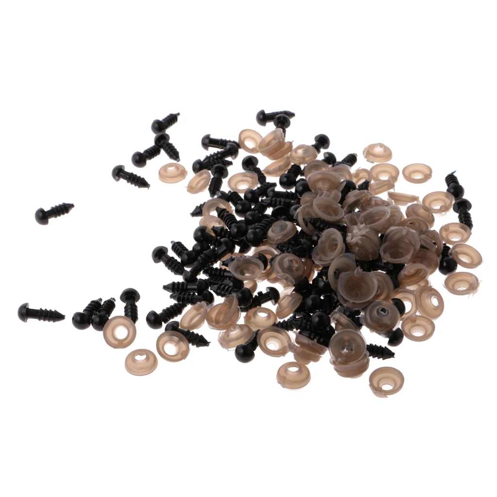 100 Pieces Plastic Eyes and 100 Pieces Washers For Bear Doll DIY