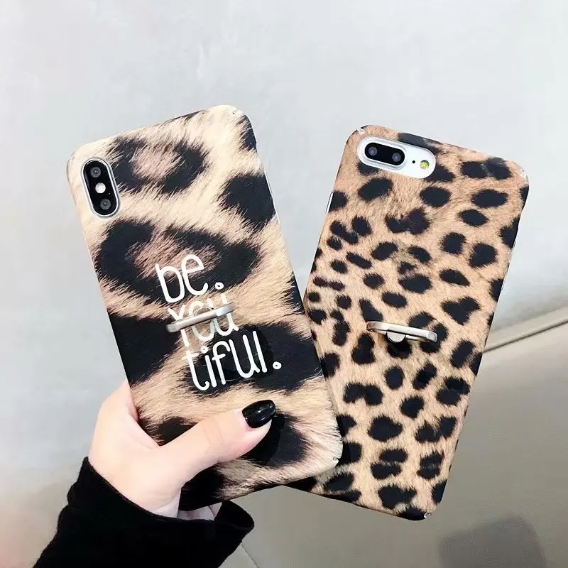 Туманная красота для iphone 6 6s 7 8 Plus X чехол милый Леопардовый принт кольцо жесткий