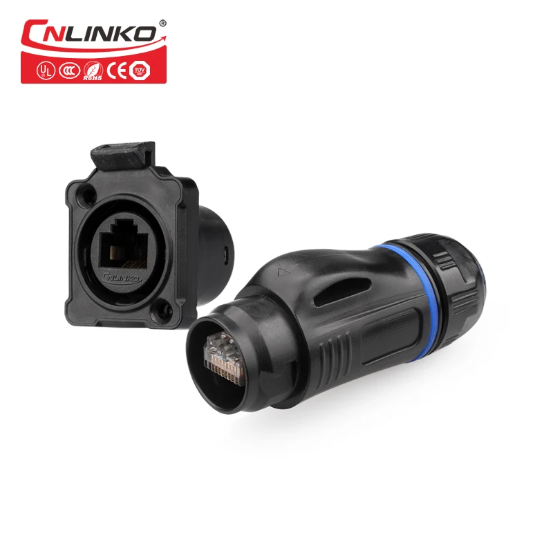 

8 Pin Electrical BD24 RJ45 Data Cat5e RJ45 Waterproof Cable Connector 8p8c RJ45 Ethernet Cable Plug Panel Mount Socket