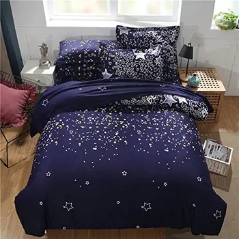 

WINLIFE Galaxy Stars Bedding Sets Sky Stars Pattern Printed on Dark Navy Blue, No Comforter