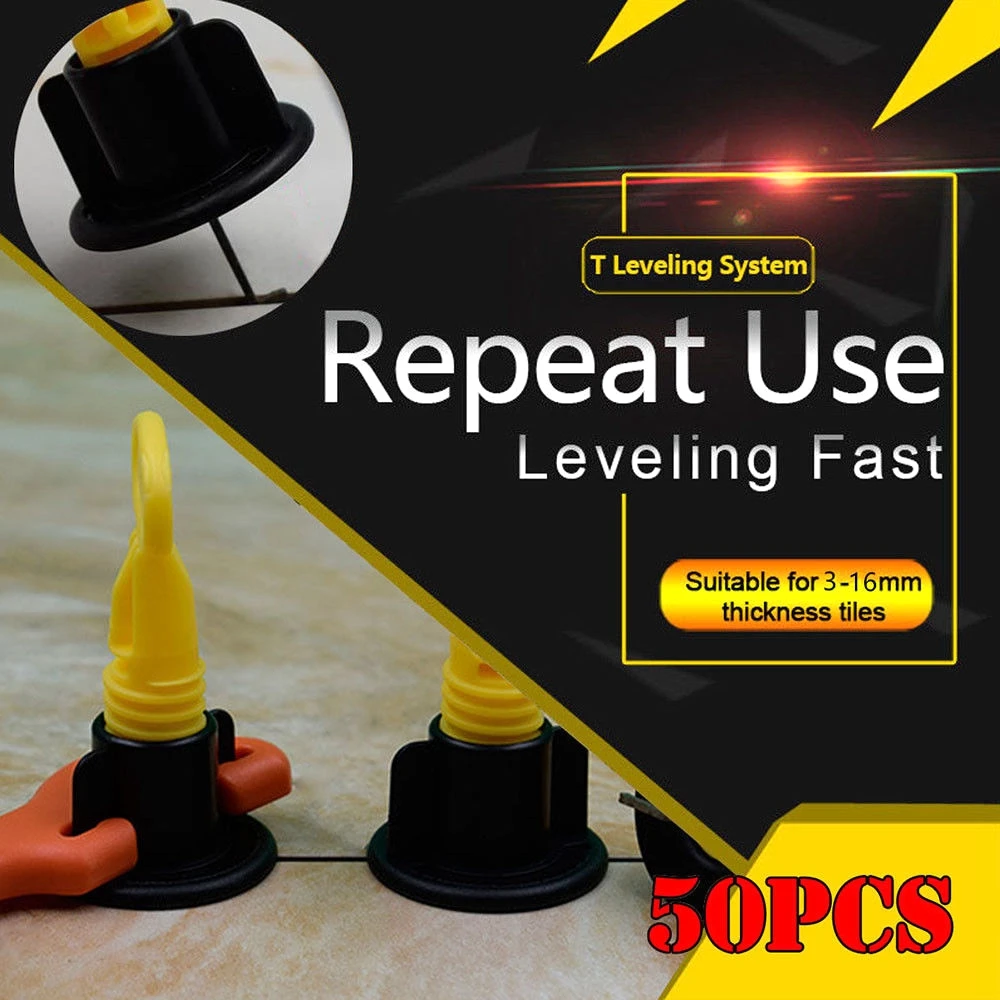 

50 Pcs/Bag Tool Plastic Flat Ceramic Leveler Floor Construction Tools Wall Level Tile Leveling System Kits For Tiles