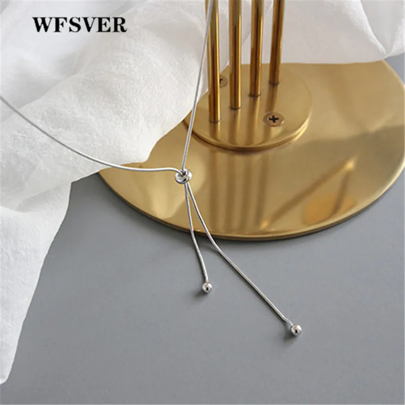 

WFSVER korea style 925 sterling silver lobster buckle snake chain small ball necklace for women fashion necklace fine jewelry