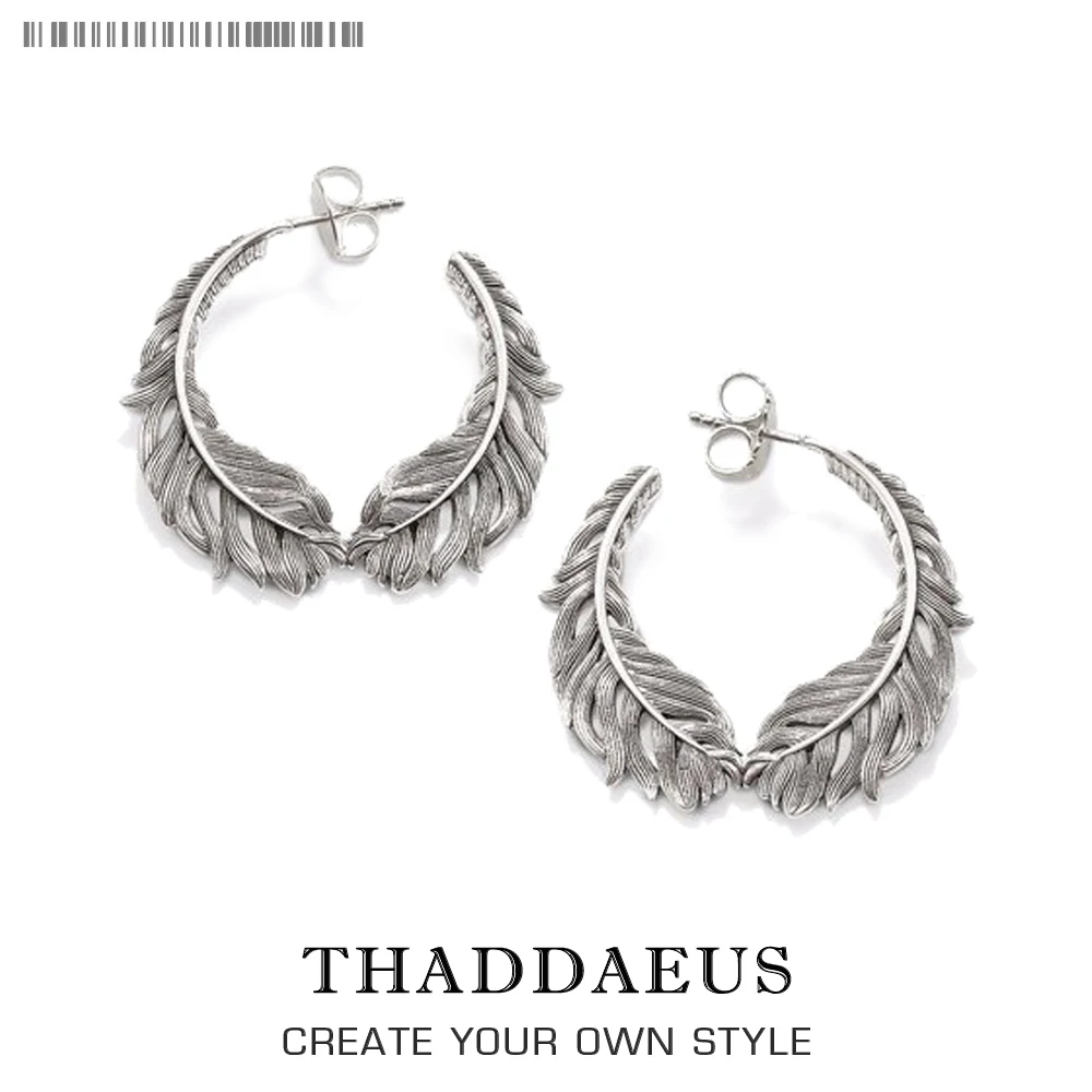 Серьги-гвоздики, крылья из перьев, стиль Томас, гламурные, модные, романтические украшения для женщин, Ts, подарок из 925 пробы серебра, выгодное предложение