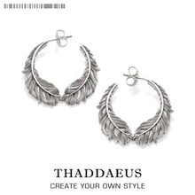 Серьги-гвоздики, крылья из перьев, стиль Томас, гламурные, модные, романтические украшения для женщин, Ts, подарок из 925 пробы серебра, выгодное предложение