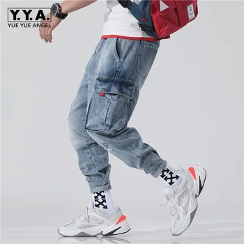 

Harajuka Hip Hop Pockets Vintage Cowboy Cargo Harem Pants Ankle Length Loose Casual Jogging Trousers Plus Size 28-42 Streetwear