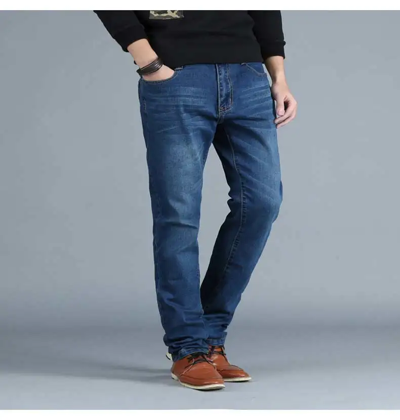 Более размеры для мужчин Regular Fit прямые джинсы плюс джинсовые штаны Классический осень зима мужская одежда 2017 40 42 44 46 48