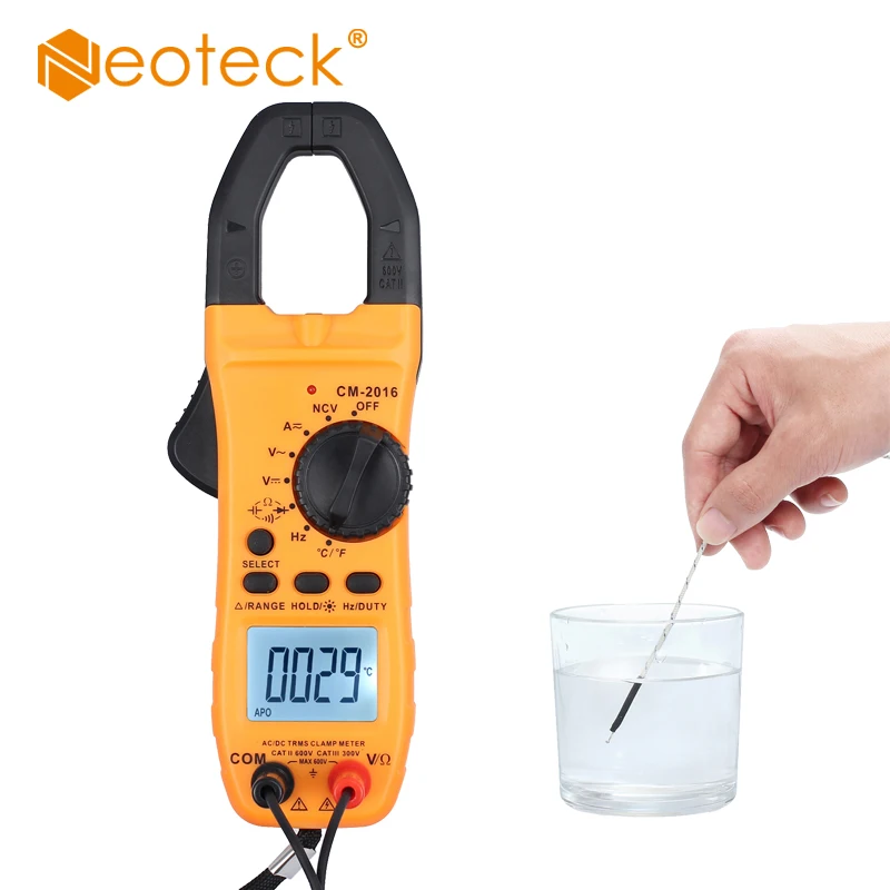 

Neoteck Digital Clamp Meter TRMS 6000 counts 600A DC AC Current Voltage NCV Continuity Capacitance Resistance Frequency Tester