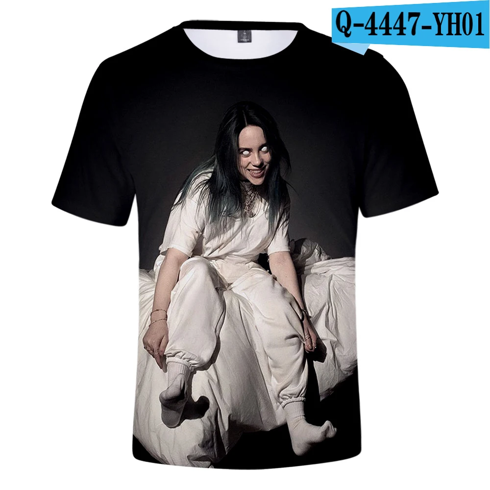 Billie Eilish, новинка, 3D футболка, для мужчин, летняя мода, хип-хоп, Harajuku, повседневная одежда, Billie Eilish, 3D, для девочек, желтая футболка - Цвет: 3D