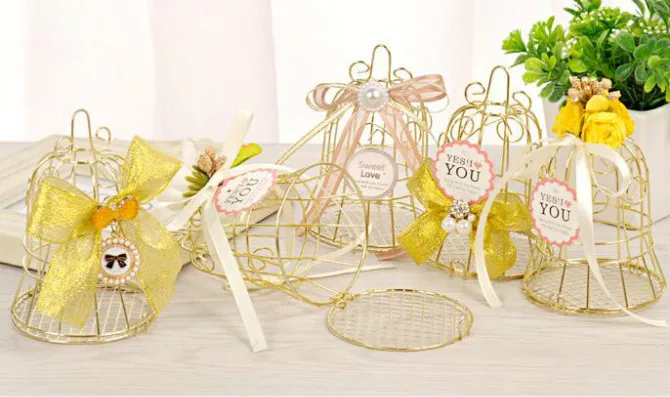 White Bird Cage Wedding Party Gift Box Metal Candy Chocolate Flower Table Decor 