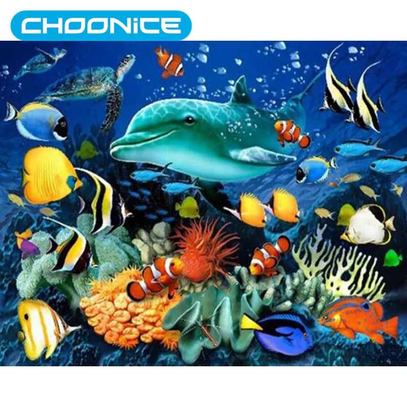 Keong Laut Shell Berlian Lukisan Ikan Besar Lukisan Air Laut Hewan