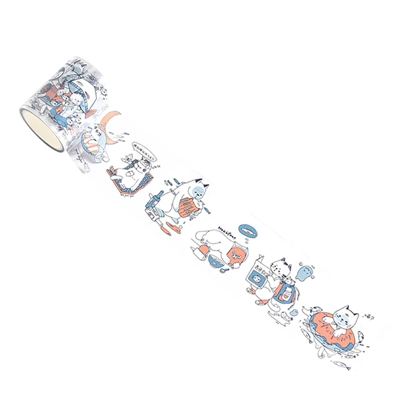 50mm*3m Kawaii Girls and boys cat Color Washi Masking Tape Release Paper Stickers Scrapbooking Stationery Decorative Tape