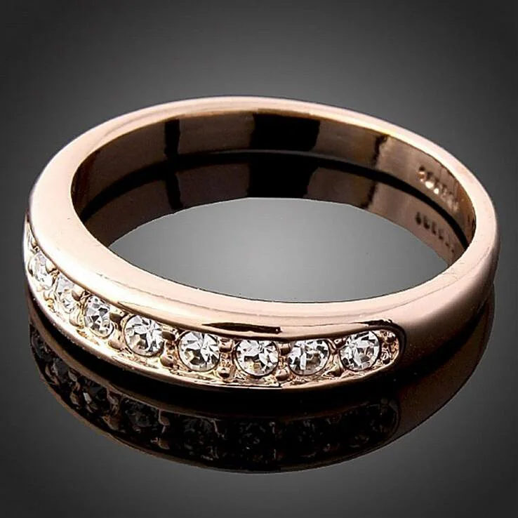 Новое Австрийское кольцо кристалла цвета розового золота, кольцо вечности, новые ювелирные изделия для женщин, свадебные подарки Bague Anillos