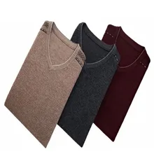 Чистый коза, кашемир толстый вязаный мужской модный пуловер с v-образным вырезом свитер сплошной цвет retail розничная оптом