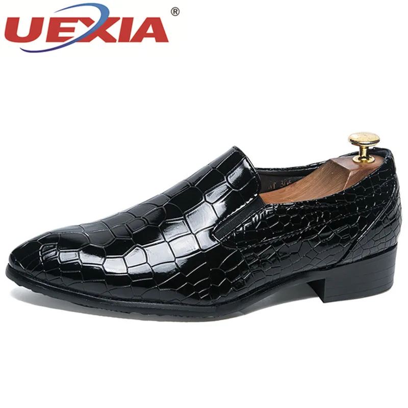 

UEXIA 2018 Men Dress Leather Shoes Slip On Fashion Male Formal Oxford Shoes Flats Pointed Toe Casual Shoes Footwear Social Shoes