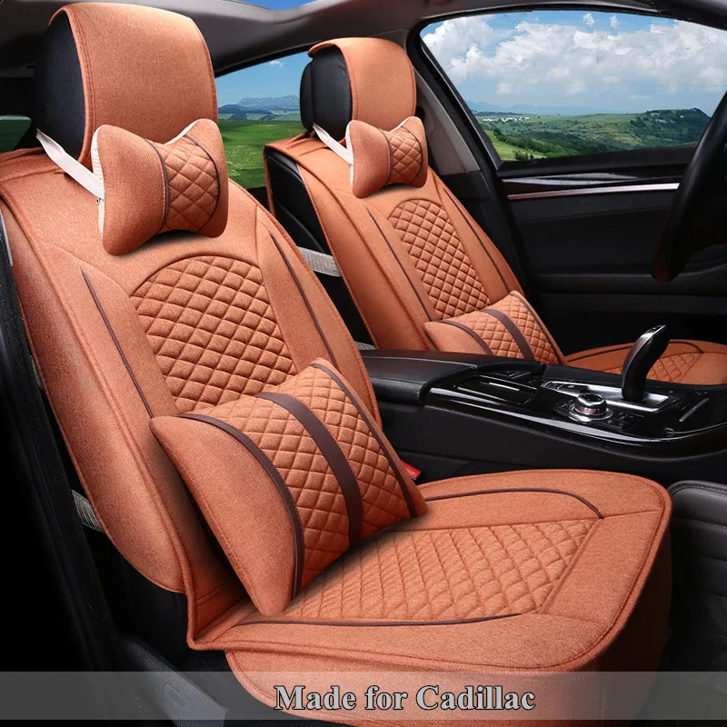 Linen Flax Breathable Seat Covers for Cadillac ATS L XTS CTS CT6 SRX XT5 Escalade Coupe