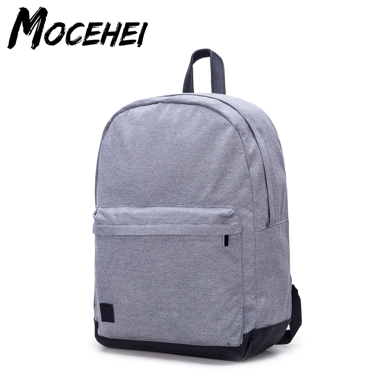 School Bag Youth Student Preppy Style Casual Gray Canvas High Capacity