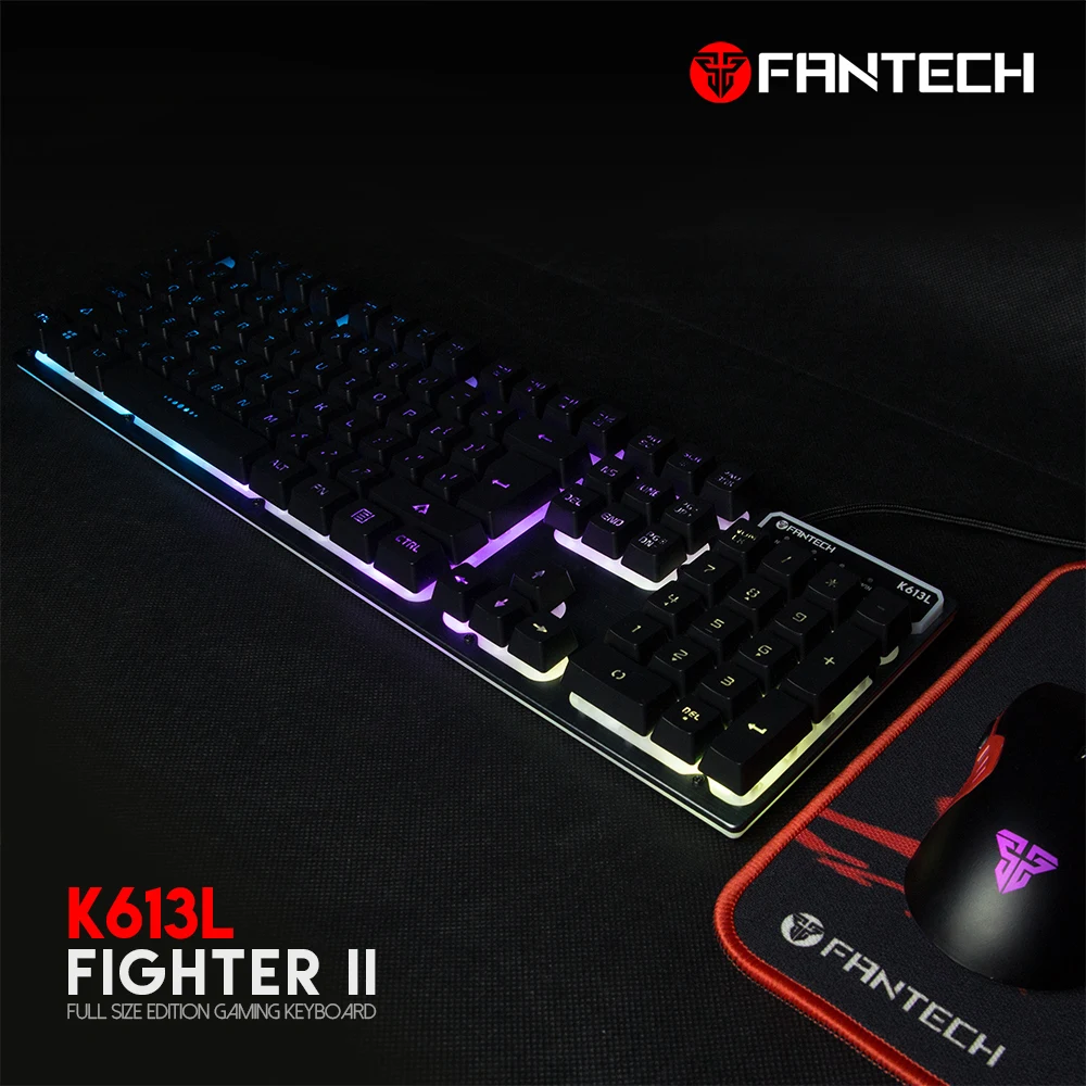 Fantech K613L Профессиональная USB игровая клавиатура светодиодный с подсветкой 104-Key Проводная игровая клавиатура водонепроницаемая механическая ручная клавиатура