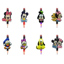6-8 шт./компл. Микки и Минни Маус кроя с изображением персонажей мультфильмов карандаш фигурки жениха и невесты; соломы Шарм крышки ручка для студентов принадлежности карандаш ручка подарки для детей