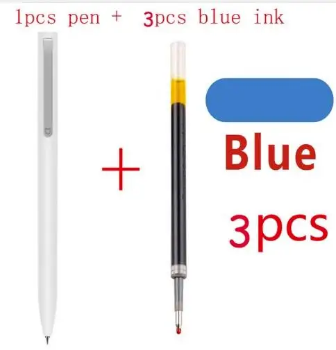 Xiaomi Mijia Sign Pen, японские чернила, 9,5 мм, прочная ручка для подписи, стилус, PREMEC, гладкая швейцарская сменная ручка для офиса - Цвет: pen and 3 blue ink