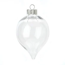 Frete Grátis Jardins da Casa de Vidro Decoração de Natal Natal Ornamento De Vidro Clear Cônicos Teardrop Decoração 100mm, 100/Pacote