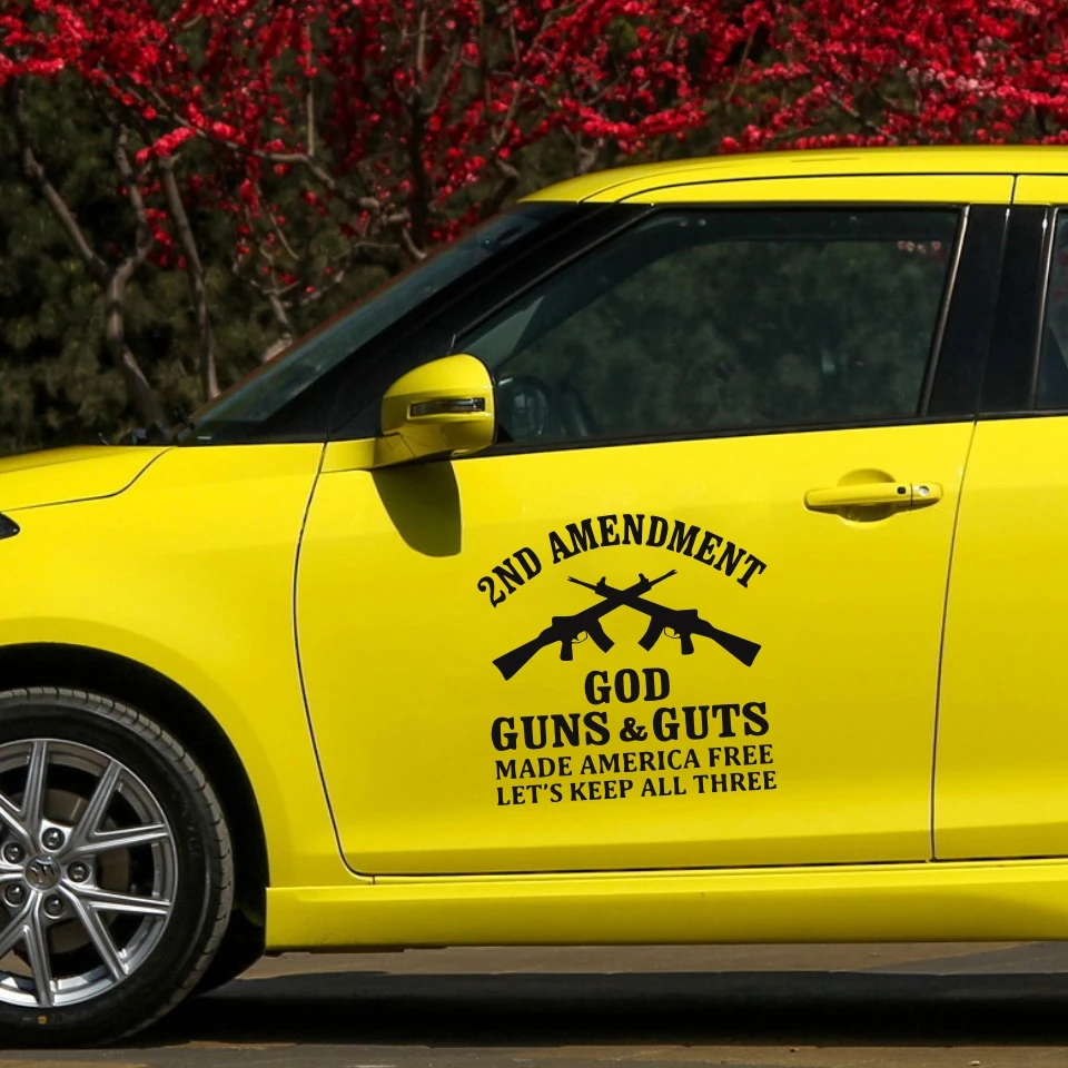 Car Styling 2nd Amendment Dieu Guns & Guts Made America Let's Free Keep All Three 13.8cm  13.5cm  (8)