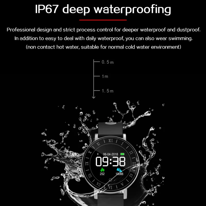 1.0 inch OLED Display Smart Watchs For iOS Android Iphone 8 X Samsung S8 S9 Note 5 Dynamic Heart Rate Comfortable Smartwatch
