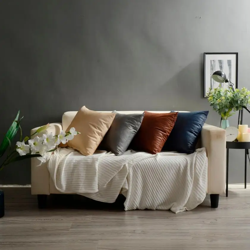 Buy Imitation Leather cushion covers Sofa Waist Throw