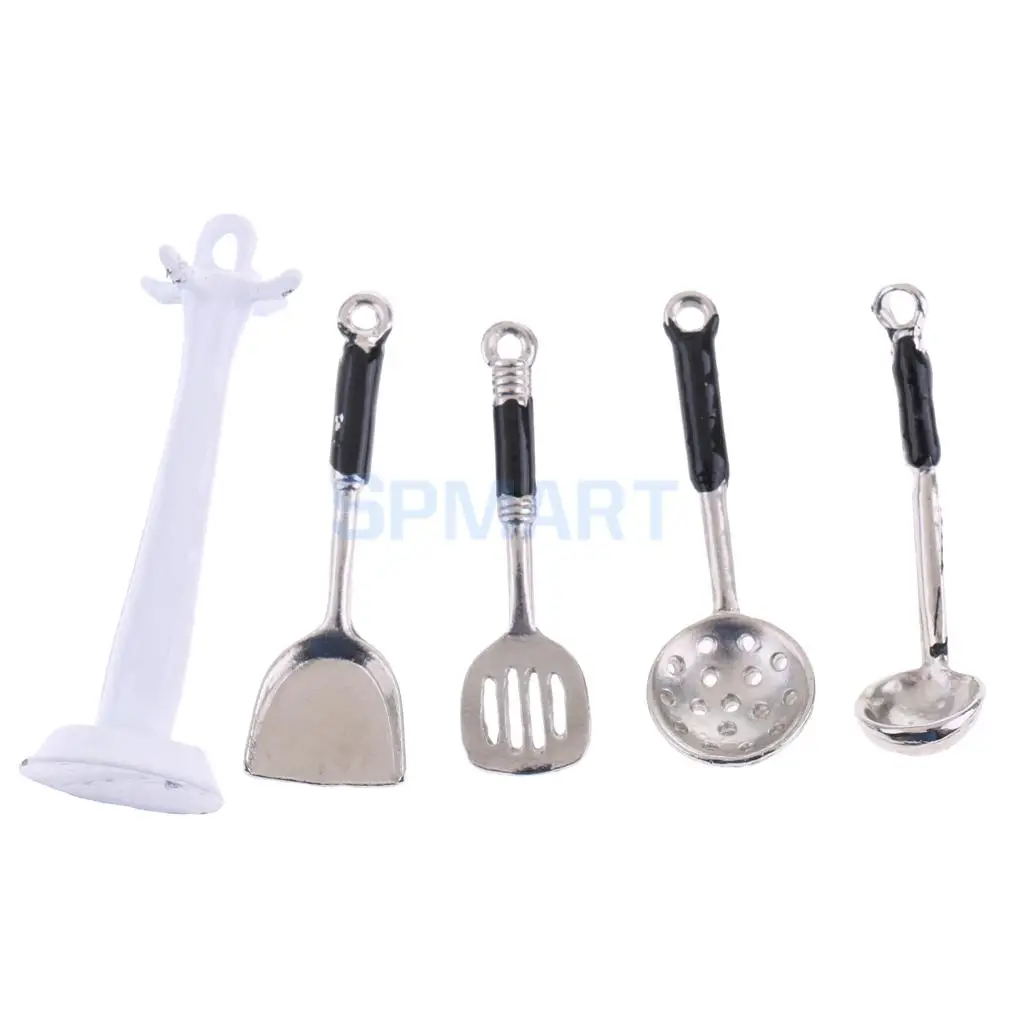 1:12 Scale Dollhouse Miniature Toy Kitchen Metal Cooking Utensils Tools Set for 12th Dolls House Decoration Accessories