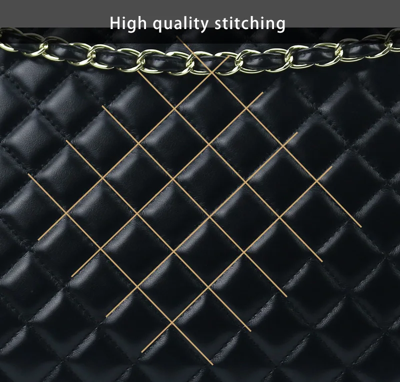 2018 Luxury Brand Women Plaid Bags Large Tote Bag Female Handbags Designer Black Leather Big Crossbody Chain Messenger Bag Girl (2)