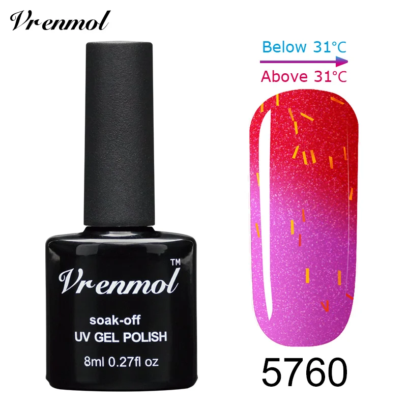 Vrenmol 8 мл изменение температуры Хамелеон Цветной Гель-лак для ногтей долговечный УФ-лак лампа лак для ногтей Гель-лак бесплатно DIY гель - Цвет: 5760