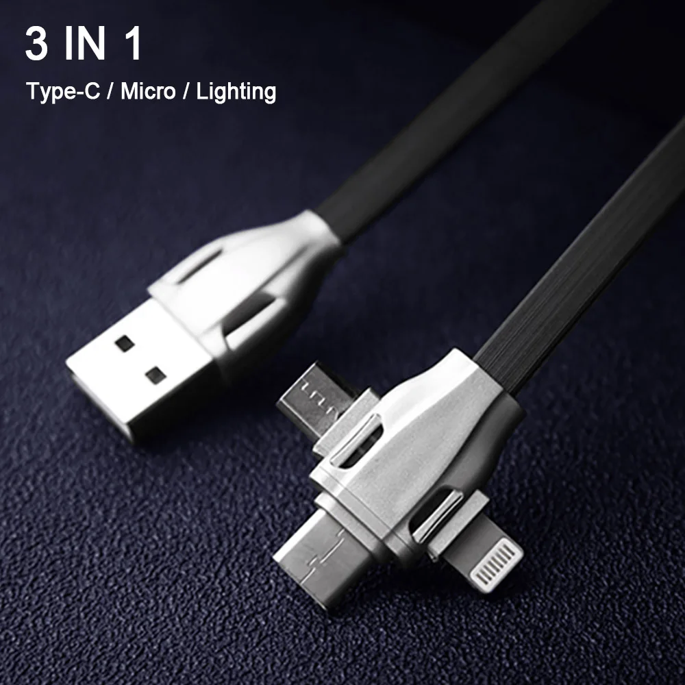 Зарядный кабель Micro usb type C осветительный провод для IPhone 8 7 Plus X XS samsung Android IOS Phone 3 в 1