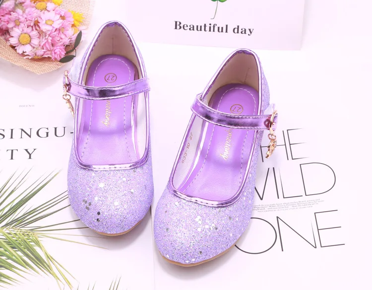 qloblo Kids Girls Wedding Shoes Children Princess Sandals High Heels Dress Shoes Shoes For Girls