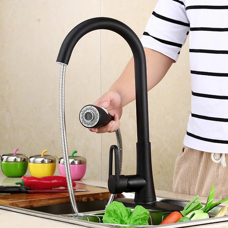 kitchen cold and hot water faucets mixer blackened pull out sink taps faucet Deck Mounted Brass kitchen faucets kitchen cold and hot water faucets mixer blackened pull out sink taps faucet Deck Mounted Brass kitchen faucets