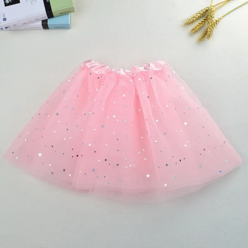 Блеск серебра юбка-пачка юбка для танцев Детская юбка принцессы крошечные Shining Star Точка украшения юбка-пачка - Цвет: pink colour