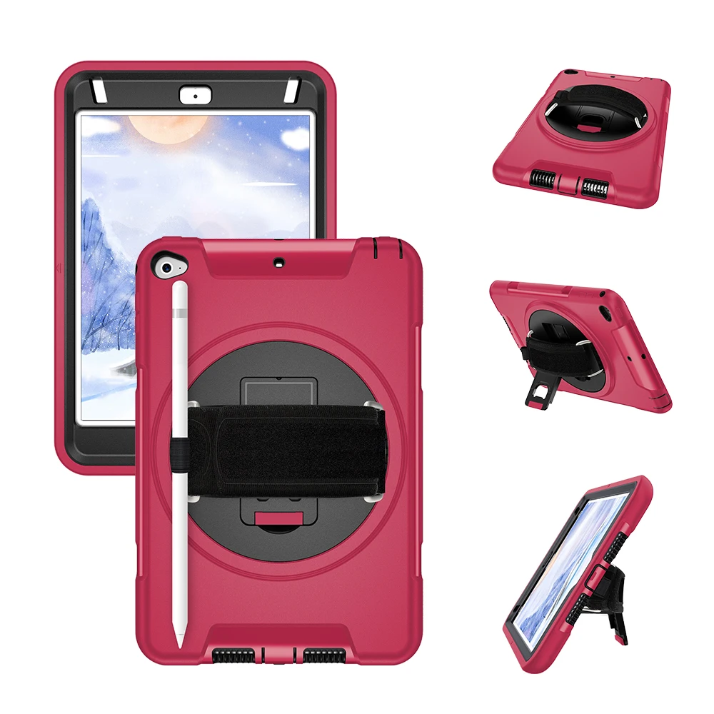 

For iPad Mini 5 4 2019 Case with Pencil Holder TPU Back Cover with 360 Degree Rotation Hand Strap & Stand Protective Shell FTL02