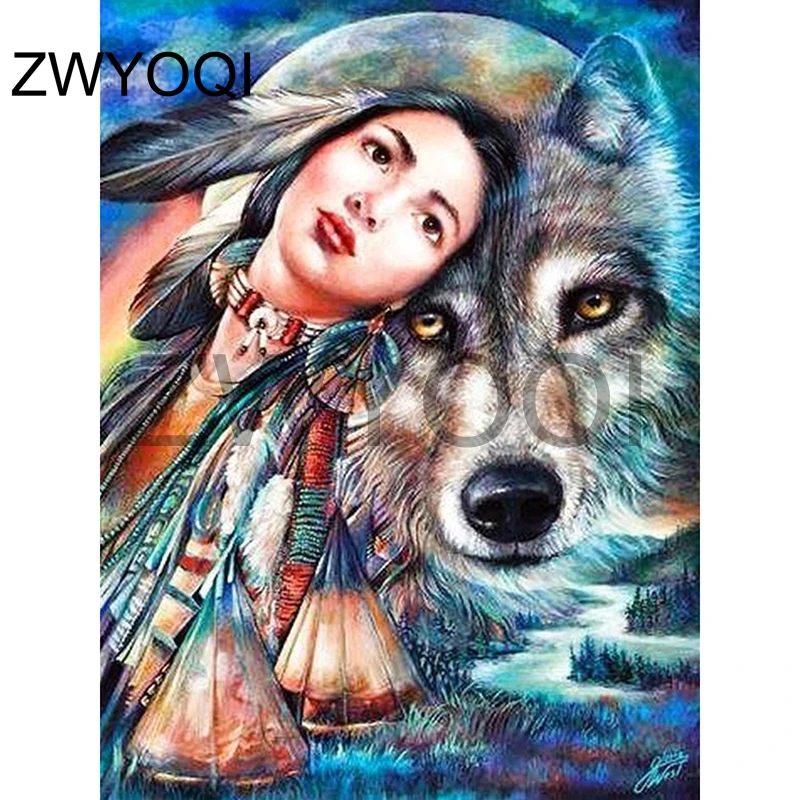 Beauty-And-Wolf-5d-diy-diamond-painting-cross-stitch-full-square-diamond-embroidery-rhinestones-painting-KBL