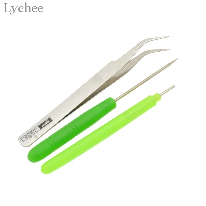 Lychee 3Pcs/Set Quilling Tweezer Slotted Paper Needle Cardmaking