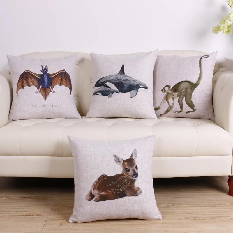 

wholesale wedding gift pillow Simple animal bats whale golden monkey Sika deer decorative cushion cover home sofa pillow case