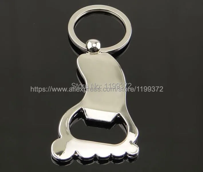 200pcs LASER LOGO Metal Foot Shape Bottle Opener Barefoot Beer Keychain Keyring Key Ring Kitchen Tool Tools | Дом и сад
