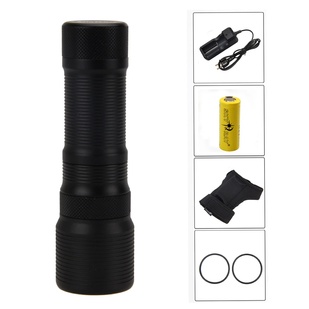 

3000LM XM-L2 LED Underwater 100 Stepless Diving Scuba Flashlight Torch+6800mAh Battery+AC Charger