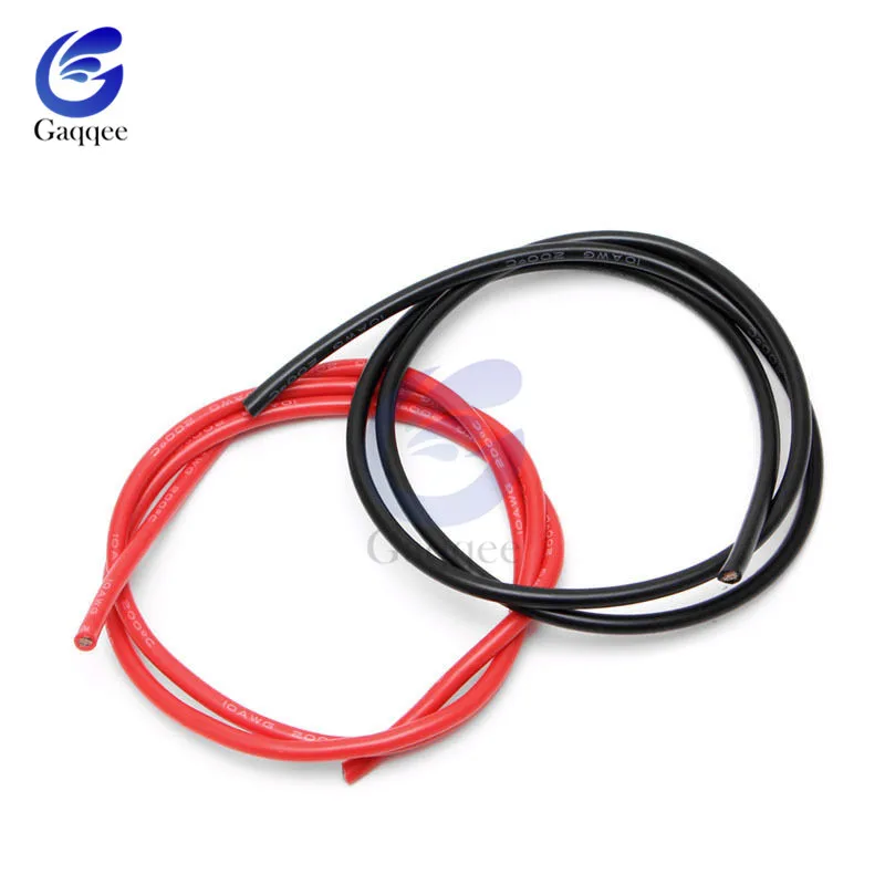 2 м 1 метр черные + красные силиконовые провода 10AWG 12AWG 14AWG 16AWG термостойкий мягкий