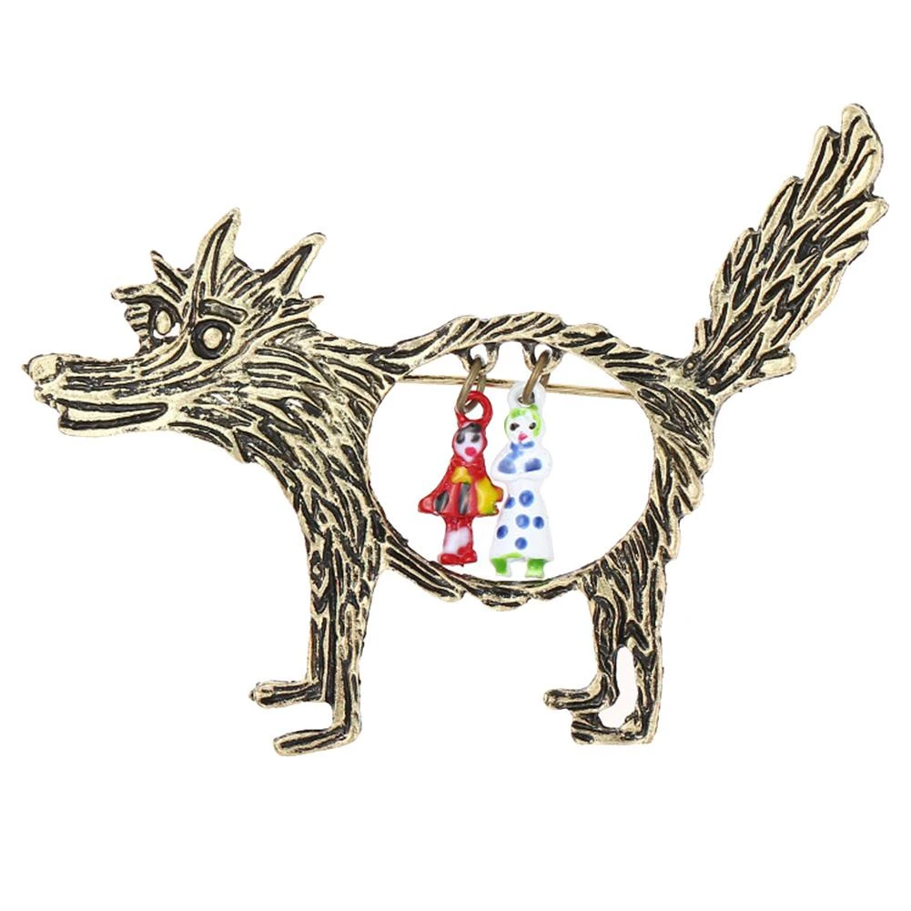 Retro Hollow Wolf Little Red Riding Hood Brooch Pin Collar Jewelry Clothes Decor Gift Brooches Aliexpress