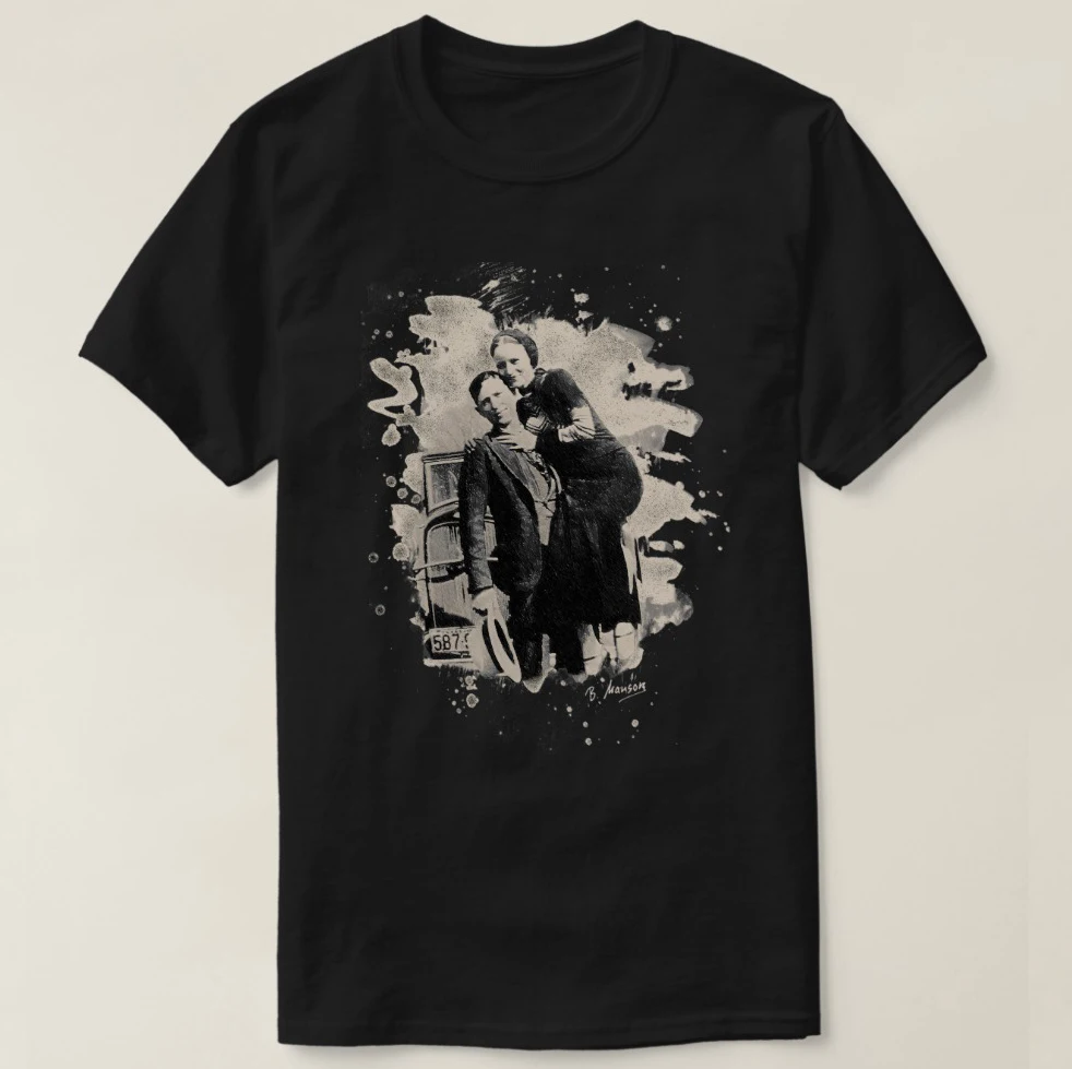 2019 Printed Men T Shirt Cotton Short Sleeve Bonnie Clyde (bleached look) T-Shirt Women tshirt 2019 Printed Men T Shirt Cotton Short Sleeve Bonnie Clyde (bleached look) T-Shirt Women tshirt