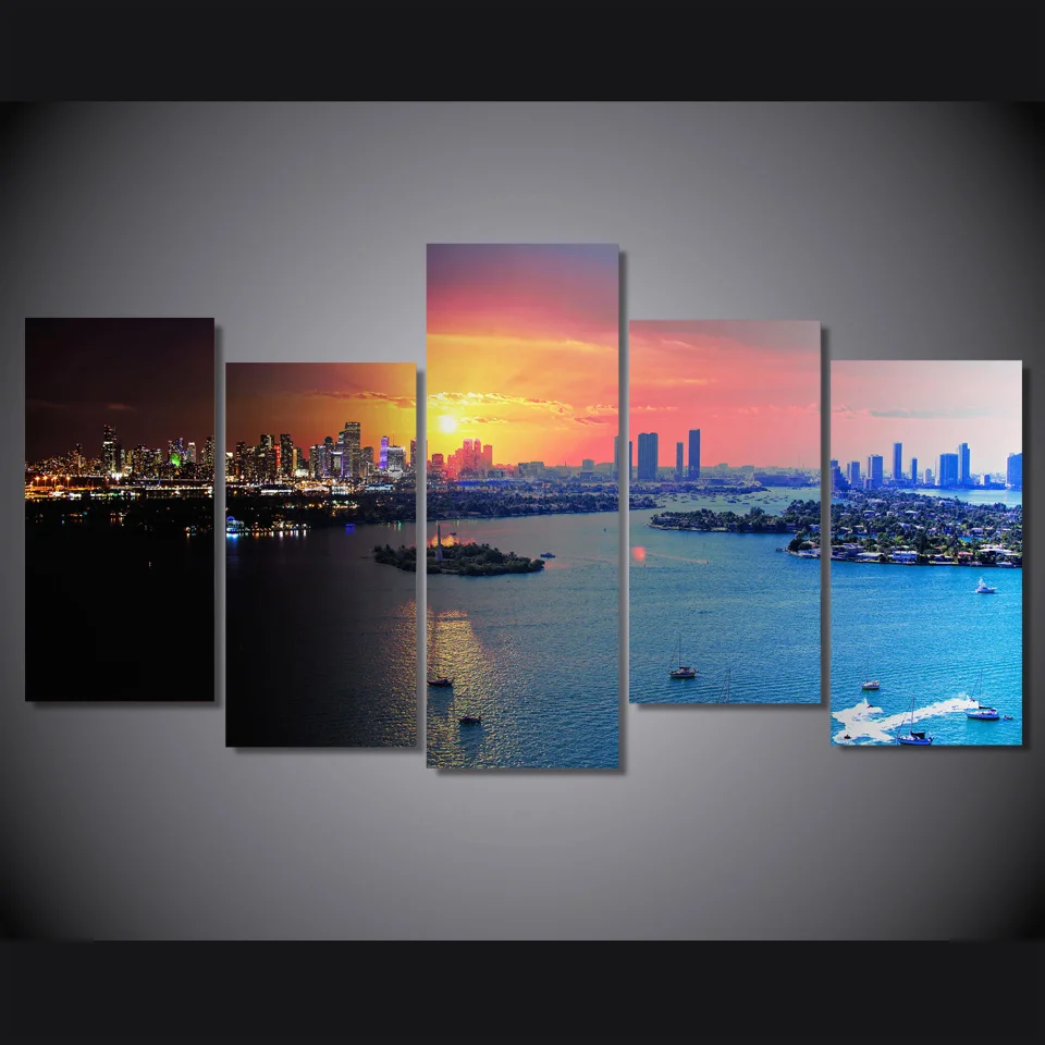 

HD Printed florida miami Painting 5 piece canvas art room decoration print poster picture Free shipping/ny-2065