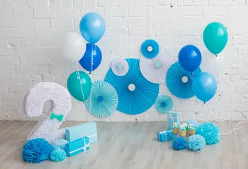 

Vinyl Photography Background Kids Blue Balloon 2nd Birthday Party Backdrop Photo Studio Baby Shower Commercial Display Wedding
