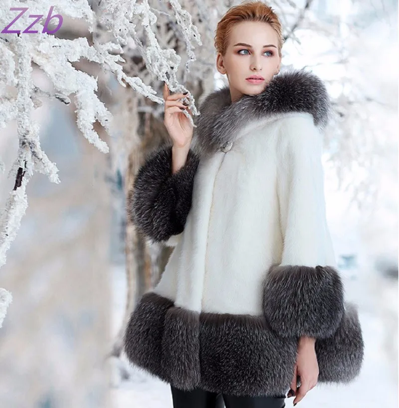 Special Offer 2018 New import European Fashion Winter Women Faux mink  Fur Luxurious High Quality artificial Fox Fur Coat