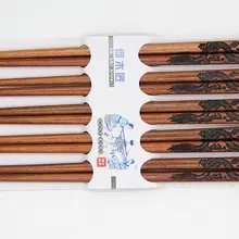 5 пар Палочки китайские классический Бамбук Деревянные Ассорти китайский Дракон узор