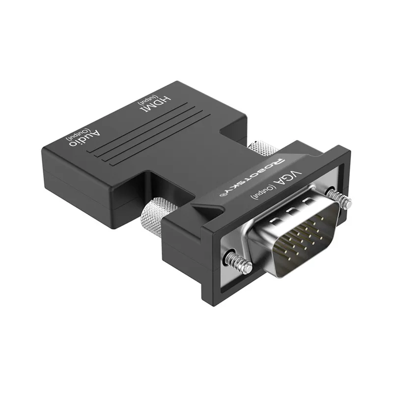 Robotsky 1080P HDMI в VGA адаптер цифро-аналоговый аудио-видео конвертер кабель для ПК ноутбук ТВ коробка проектор - Цвет: Black