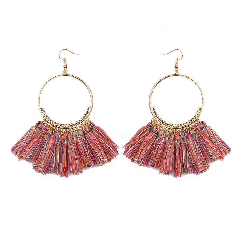 

Bohemia Long Rope Fringe Cotton Tassel Earrings Trendy Sector Earrings for Women Fashion Jewelry