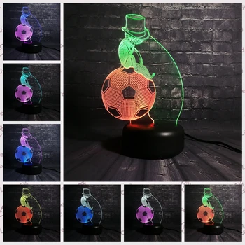 

Mixed Color Cartoon Football Man Sit Ball 3D Lamp LED Night Light 7 Color Gradient Touch or Remote Battery lamp Kids Toys Table